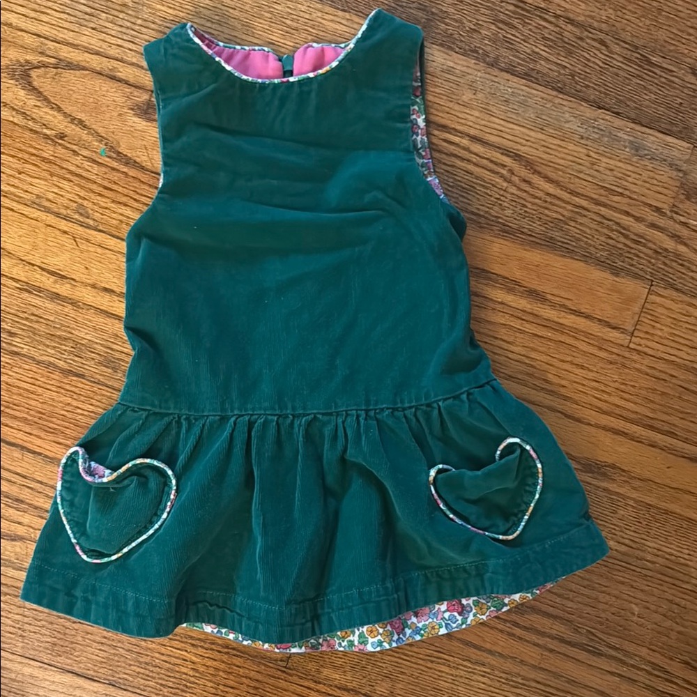 Mini Boden Green Heart Pocket Dress